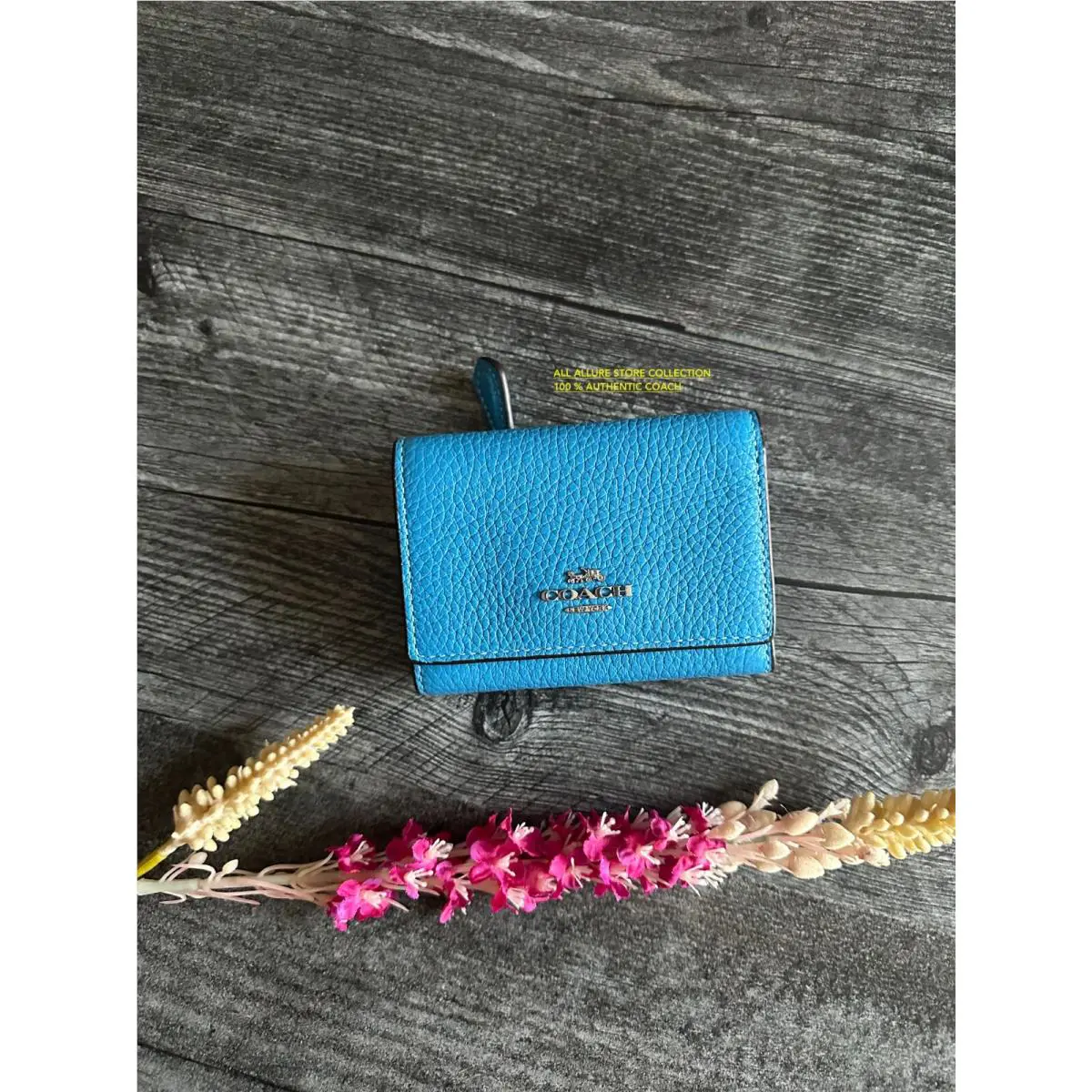 Small Snap Wallet Black Retro Yellow Tulip Poppy Blue Brown Redwood Denim ELRCTRIC BLUE CM238 by Coach