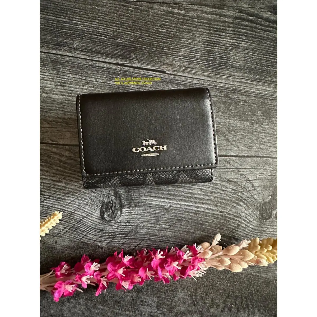 Small Snap Wallet Black Retro Yellow Tulip Poppy Blue Brown Redwood Denim GRAPHITE /BLACK CM761 by Coach