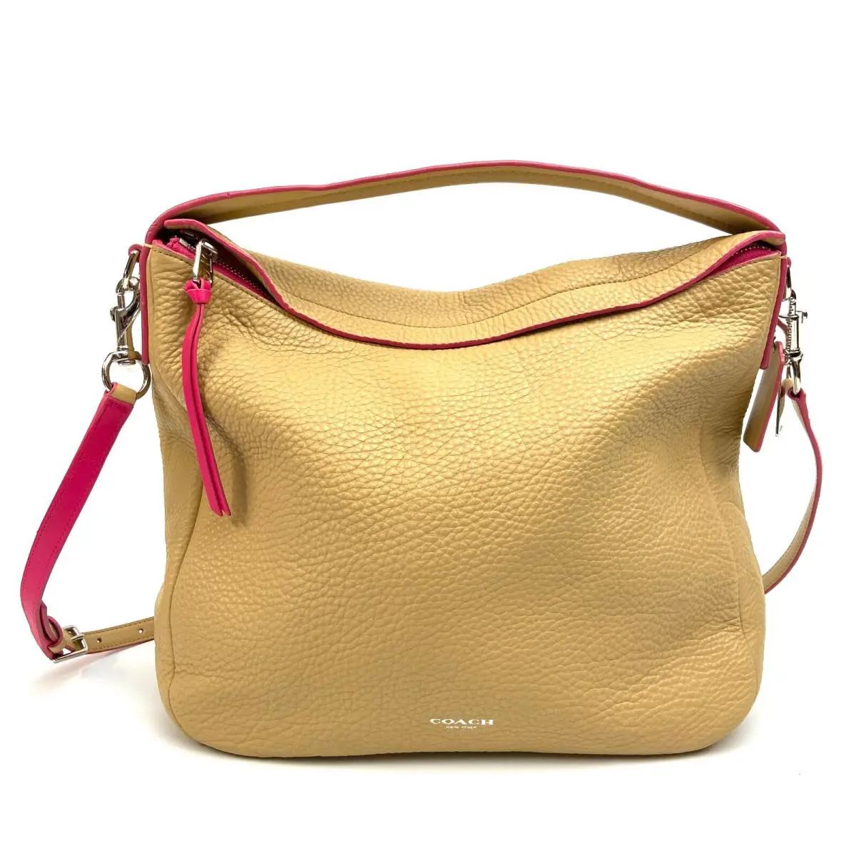 Bleecker Pebbled Leather Sullivan Hobo  F31623 Camel Pink Ruby by Coach