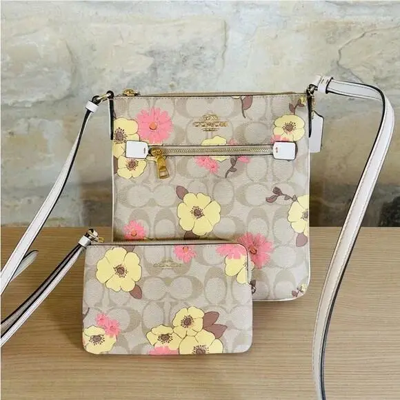 Floral Signature Corner Zip Crossbody Bag/wristlet Options Crossbody / Wristlet by Coach