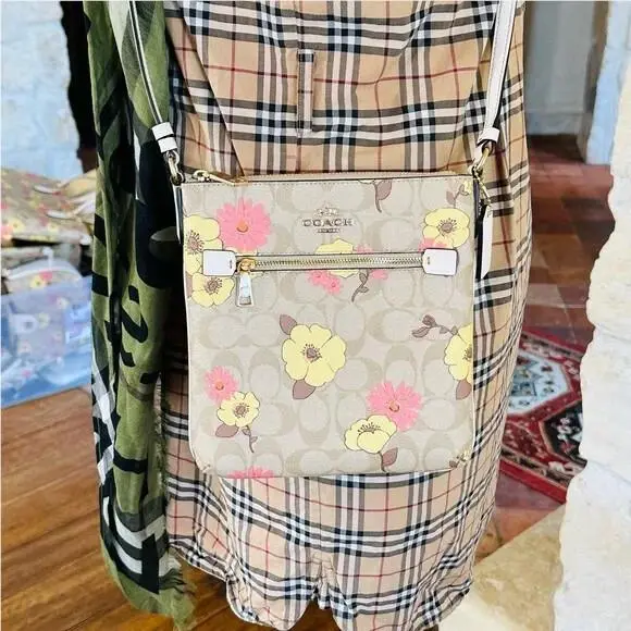 Floral Signature Corner Zip Crossbody Bag/wristlet Options Crossbody by Coach