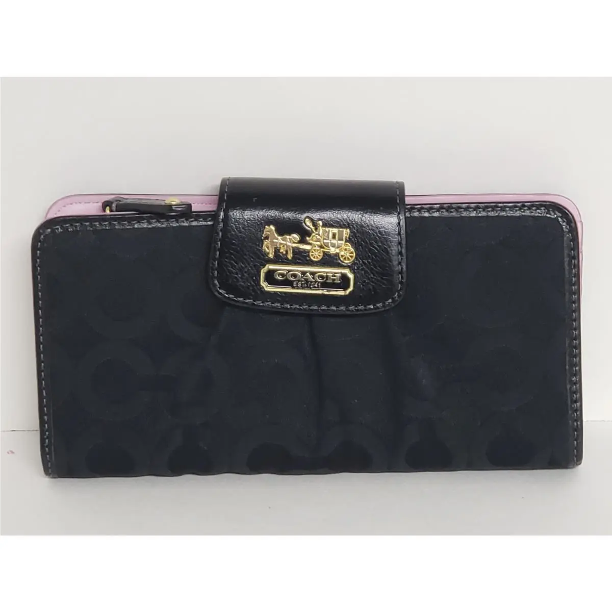 Madison Op Art Black Slim Wallet 41985 Black Slim Wallet Gold Hardware by Coach