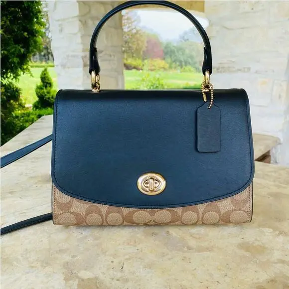 Tilly Leather Signature Top Handle Pvc/ Leather Satchel/wallet Option handbag by Coach