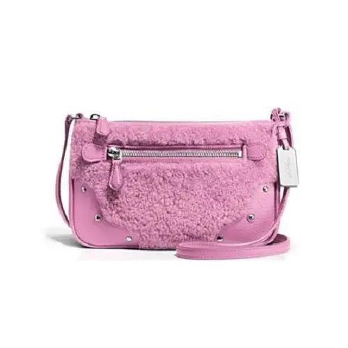 36490 Small Rhyder Pochette in Shearling Marshmallow Silver by Coach