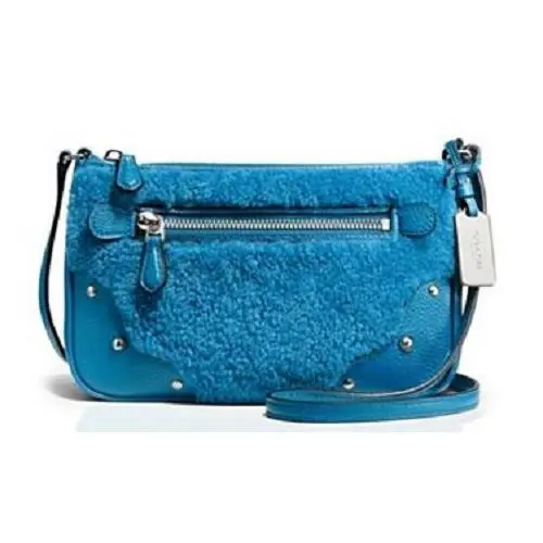 36490 Small Rhyder Pochette in Shearling Peacock Silver by Coach