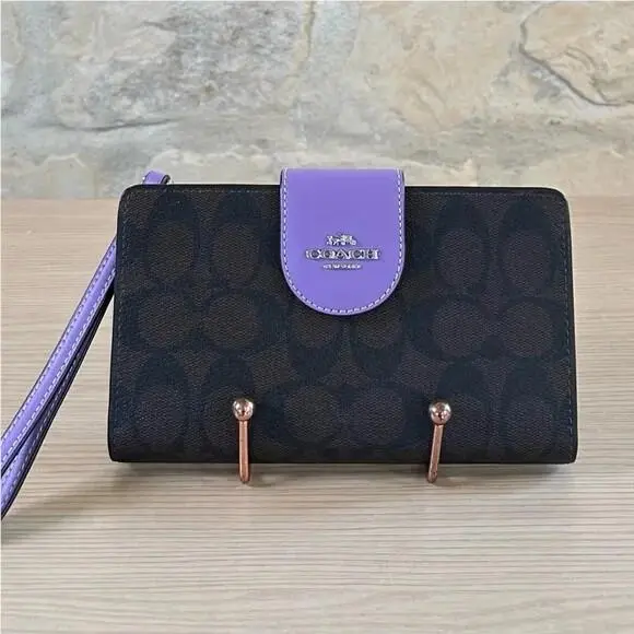 Coach Tech Signature Canvas Brown Iris/ Wallet Zip Wallet