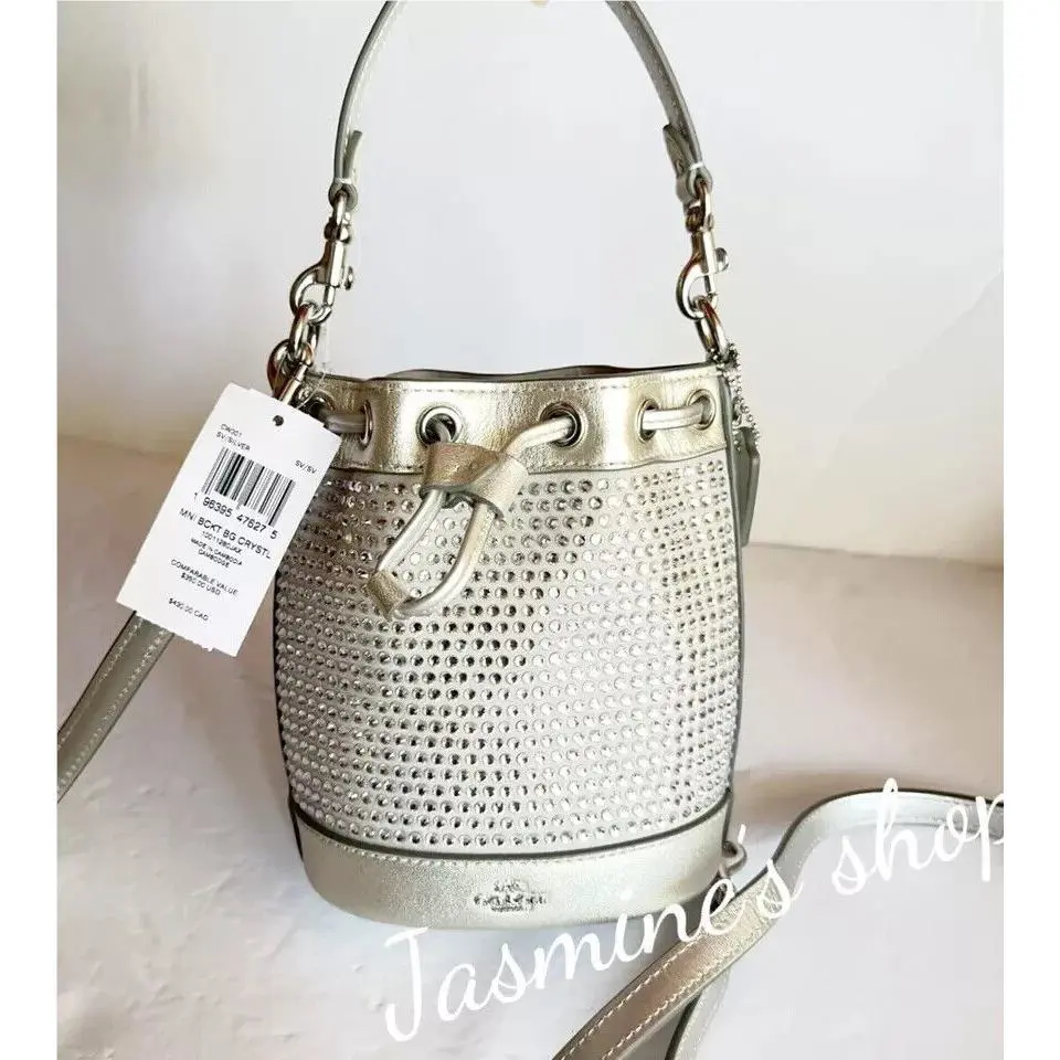 Mini Bucket Bag with Crystal CW301/signature CW299/CW300 Opt CW301/silver/silver by Coach