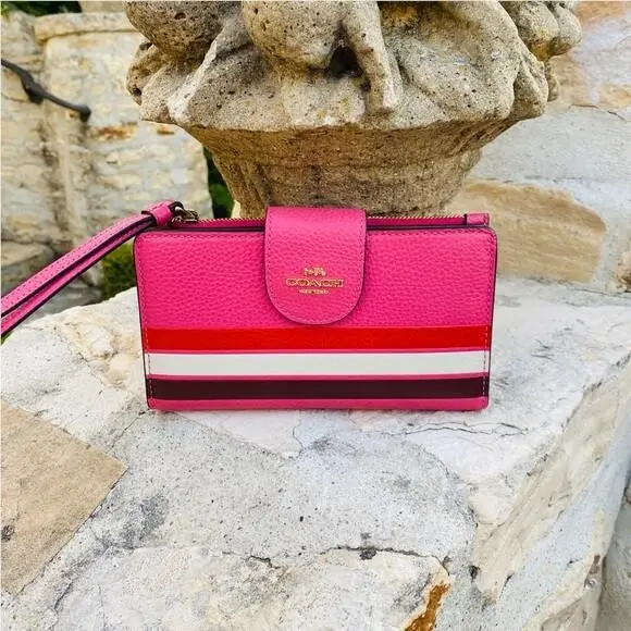 Retro Stripe Sm Town Bucket Leather Crossbody Handbag/wallet Mango wallet by Coach