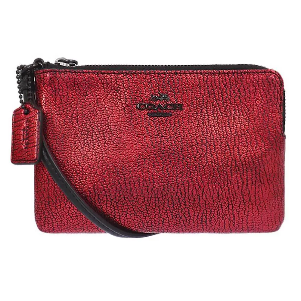 Small L-zip Wristlet IN Metallic Leather 57445 by Coach