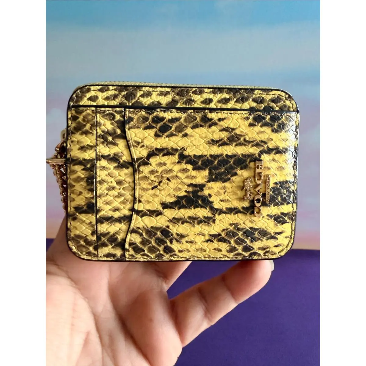 BN  Zip Card Case W Chain Wristlet Wallet CEC53 YELLOW by Coach