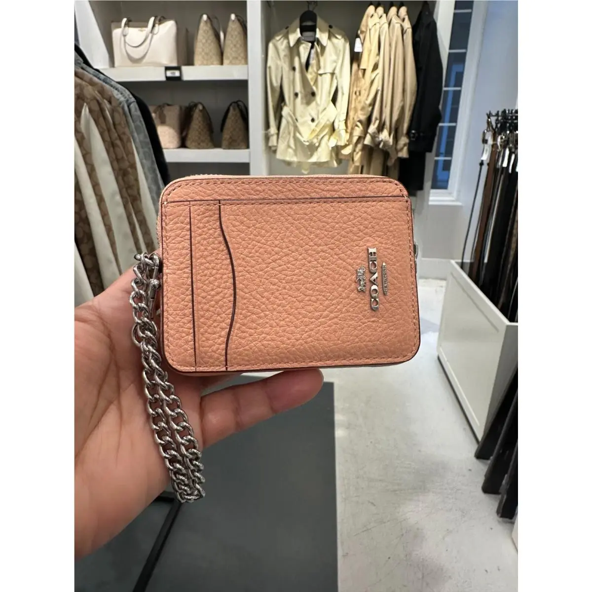 BN  Zip Card Case W Chain Wristlet Wallet FADED BLUSH 6303 by Coach
