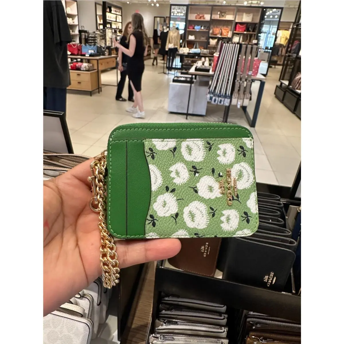 BN  Zip Card Case W Chain Wristlet Wallet Im/Kelly Multi Floral print by Coach