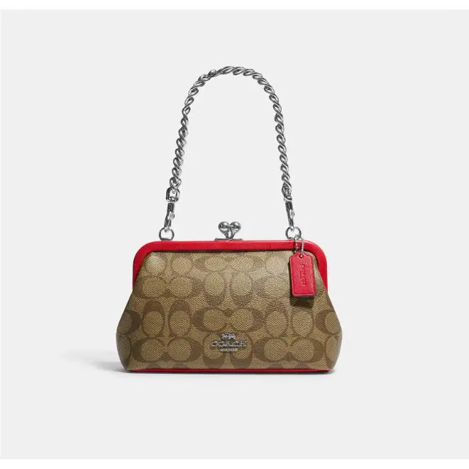 Coach Nora Kisslock Crossbody Silver/khaki Style No. CH512
