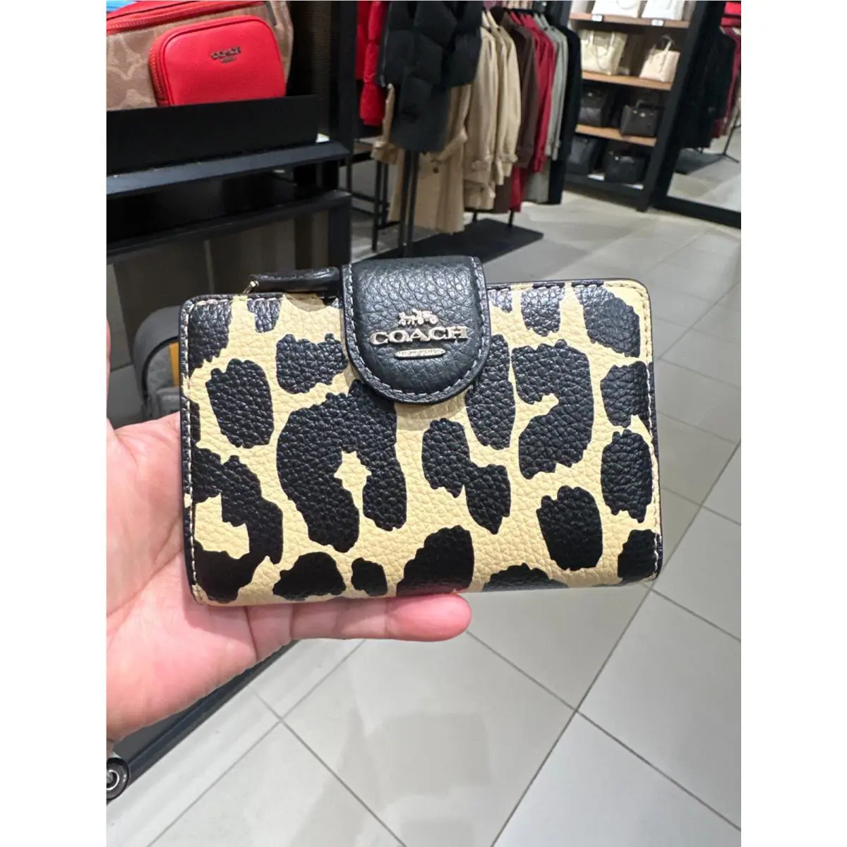 Medium Corner Zip Wallet Signature Leather Floral Solid Pick One Leopard Print CBT25 by Coach