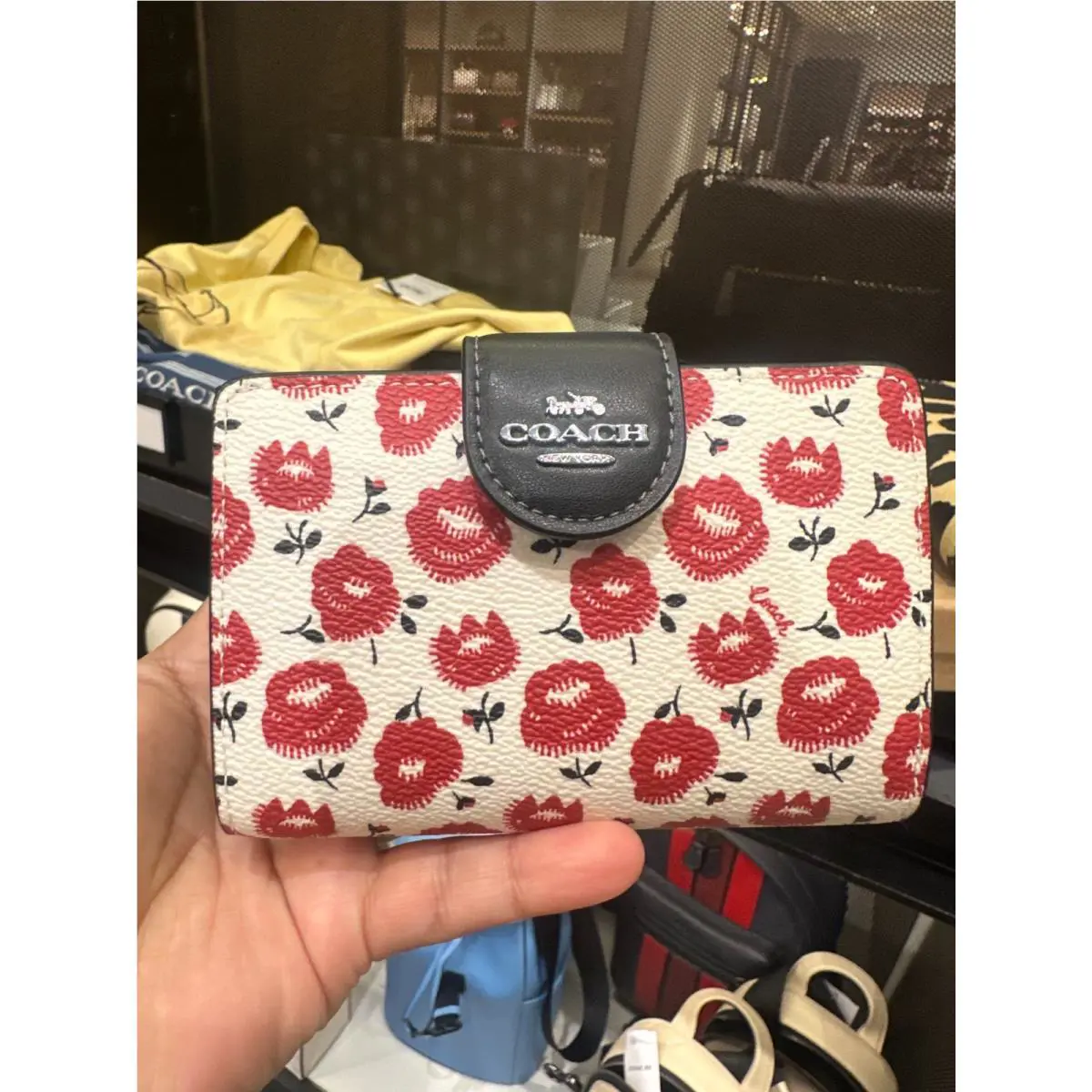 Medium Corner Zip Wallet Signature Leather Floral Solid Pick One CB038 FLORAL PRINT by Coach