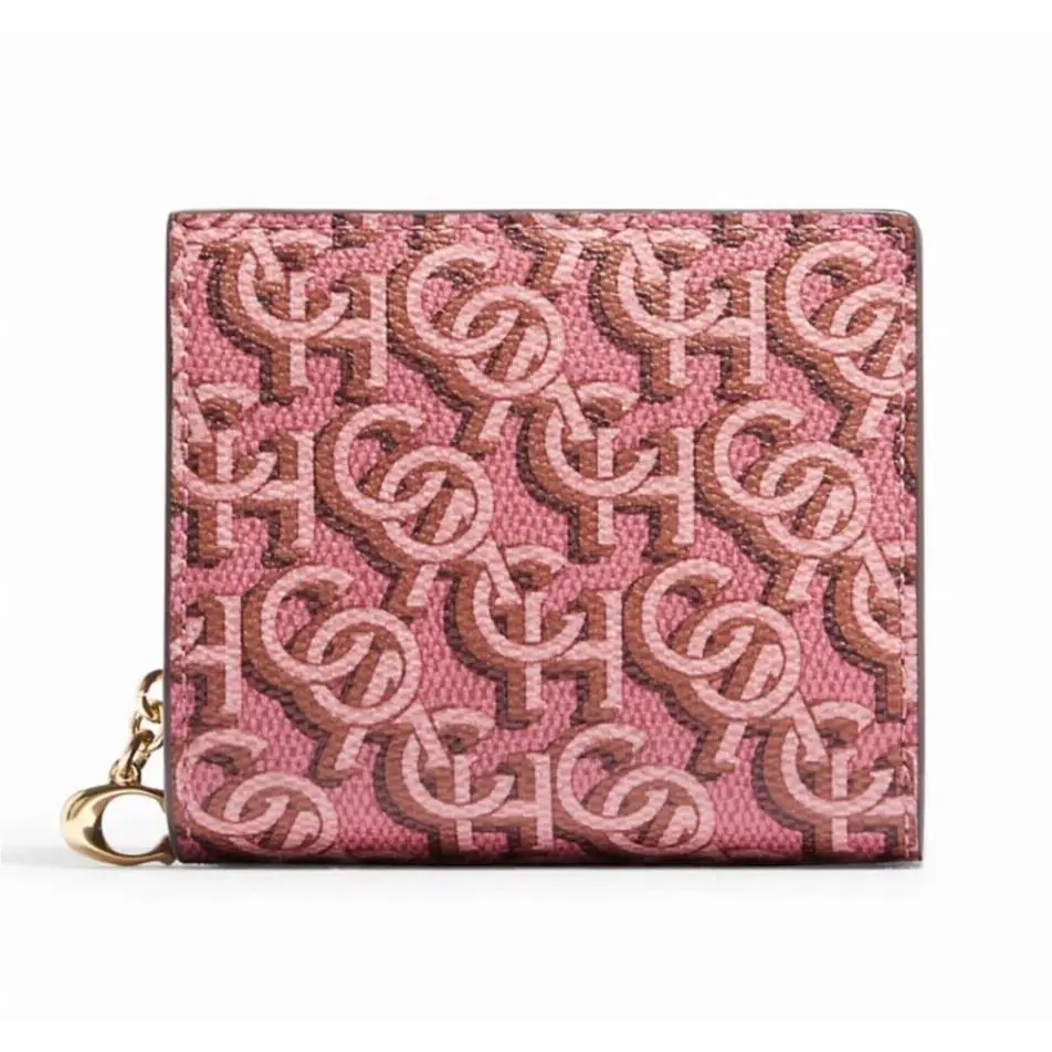 Women`s Snap Bifold Wallet Monogram Print - Rouge - CF522 by Coach