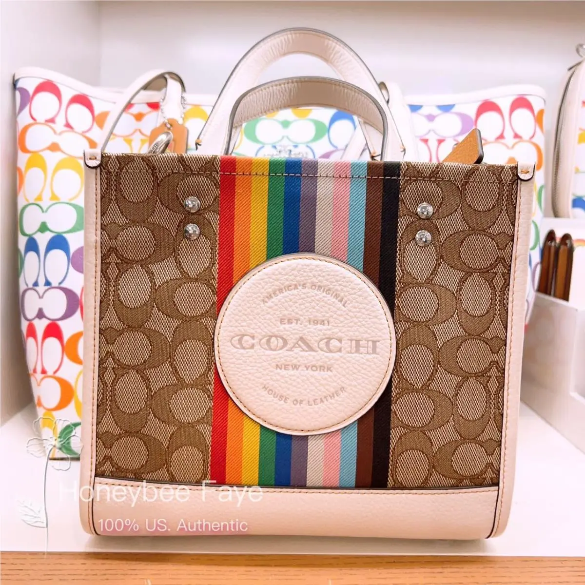 Dempsey Tote 22 In Signature Jacquard c8417/C5637/CJ576 CJ576 Silver/Khaki Multi by Coach