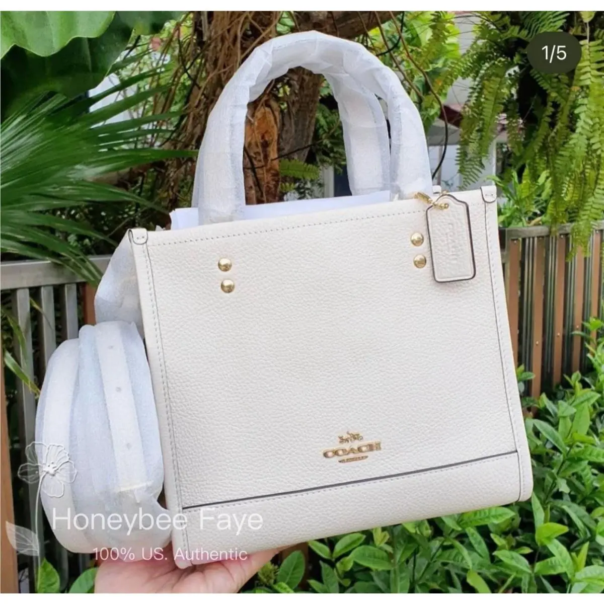 Dempsey Tote 22 In Signature Jacquard c8417/C5637/CJ576 CO971 Chalk by Coach