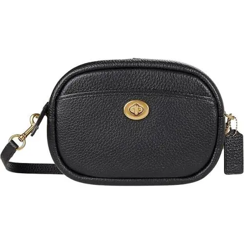 Coach Soft Pebble Leather Camera Bag with Leather Strap Black