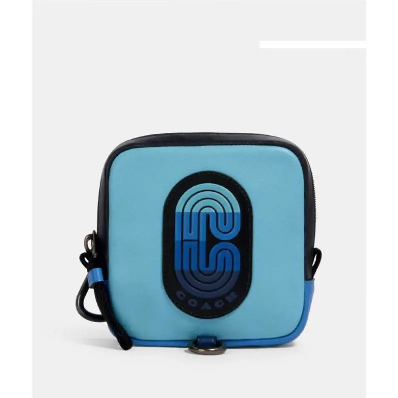 Square Hybrid Pouch Bag Case In Color Block with  Patch 91230 Blue Multi by Coach