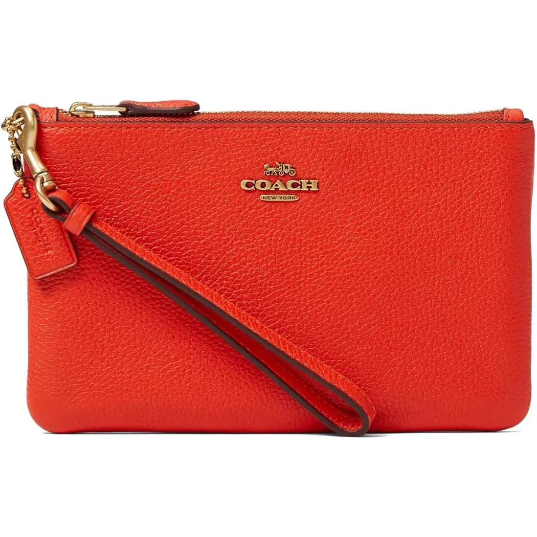Coach Polished Pebble Small Wristlet Red/orange One Size - S: RED, Handle/Strap: Red, Hardware: Red