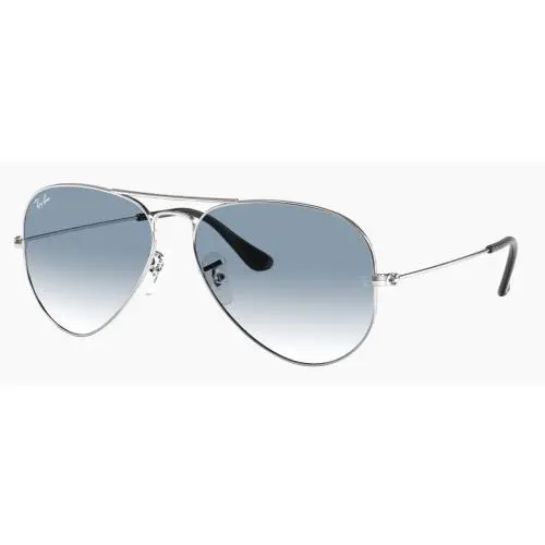 Ray-ban Aviator Gradient Light Blue Silver Frame Sunglasses RB3025 003/3F 55 - Frame: Silver, Lens: Blue