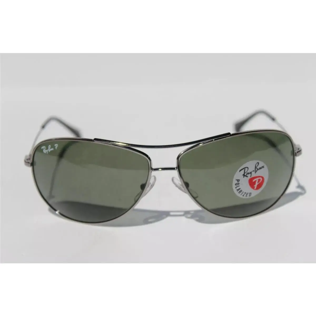 Ray Ban Polished Silver Polarized Green Lens Sunglass RB 3293 004/9A