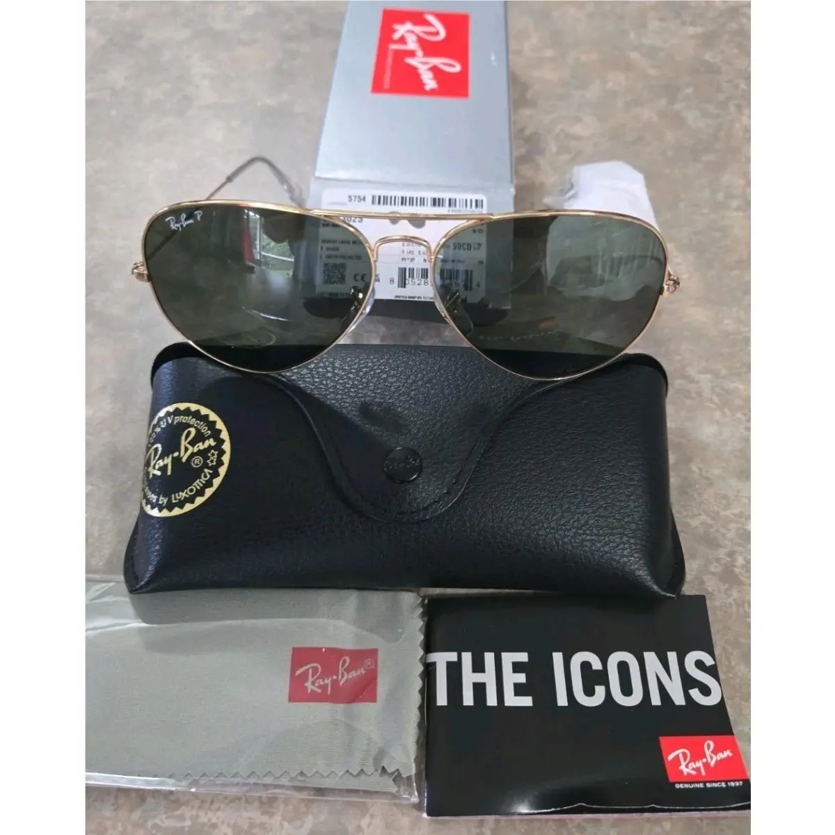 Ray Ban RB3025 001 58 Gold Green Polarized Aviator 62 mm Unisex Sunglasses by Ray-Ban