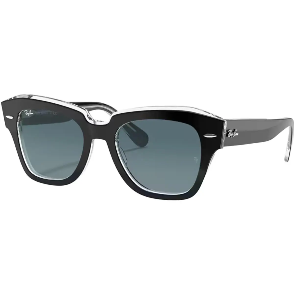 Ray-ban Adult State Street Black On Transparent/blue Gradient 49mm Sunglasses by Ray-Ban