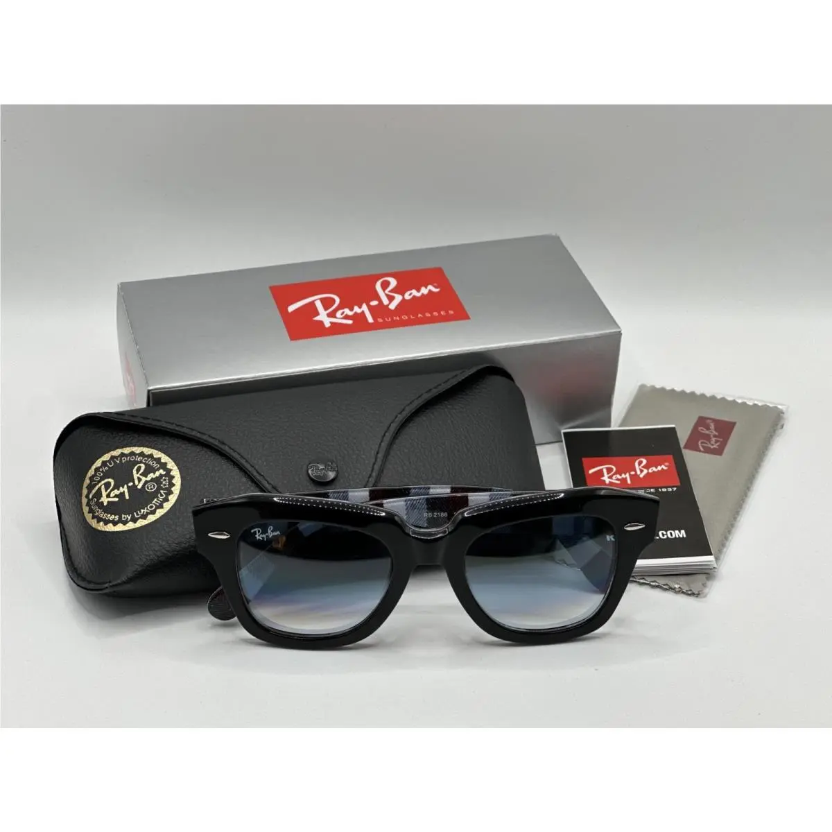 Ray-ban State Street RB 2186 1318/3A Polished Black Sunglasses 49mm