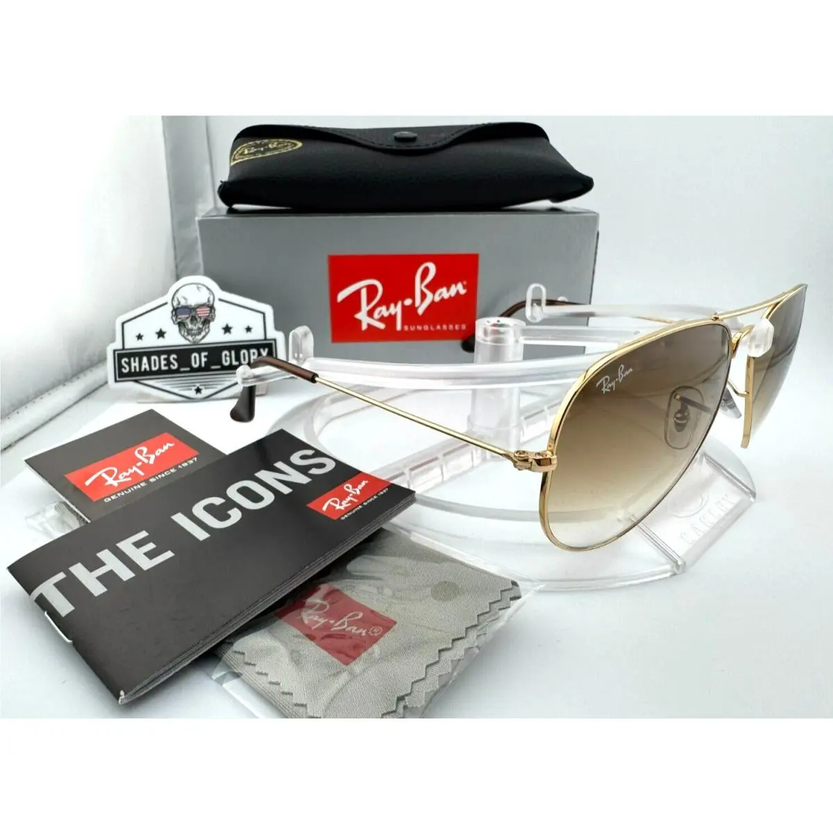 Ray-ban Aviator Large Metal RB3025 001/51 Arista Gold Brown Clear Gradient 58MM by Ray-Ban