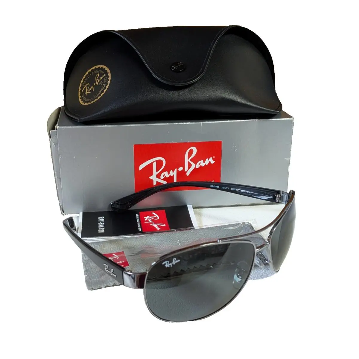 Ray Ban Rb3386 Pilot Sunglasses Gradient 63 mm Gunmetal Dark Green Aviator Style by Ray-Ban