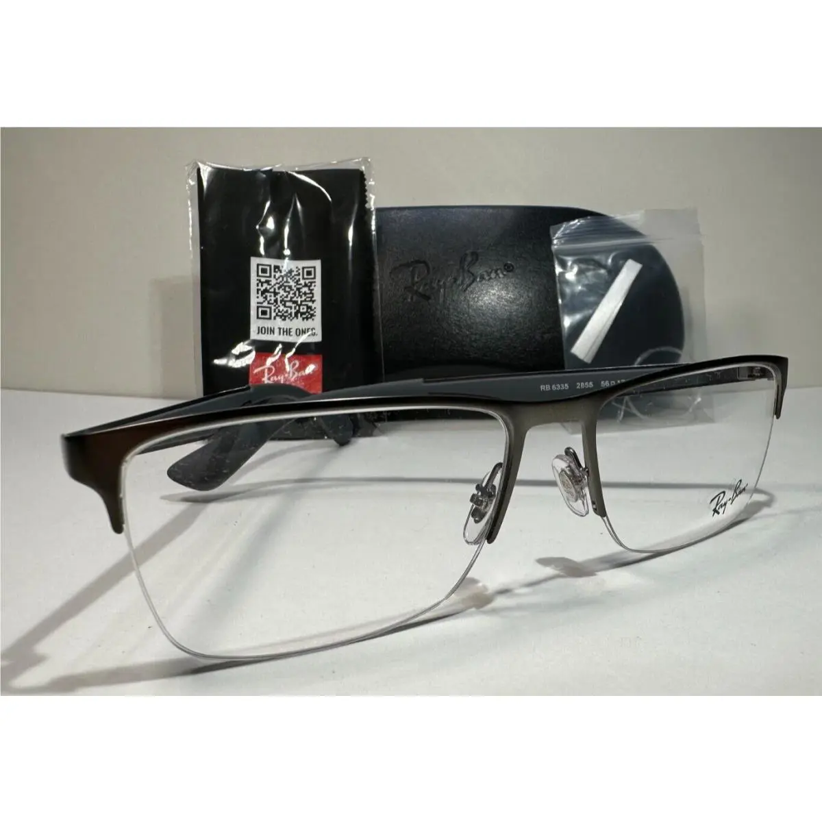 Ray-ban RB 6335 2855 Matte Gunmetal Gray Eyeglasses Size 56-17-145 Semi Rim