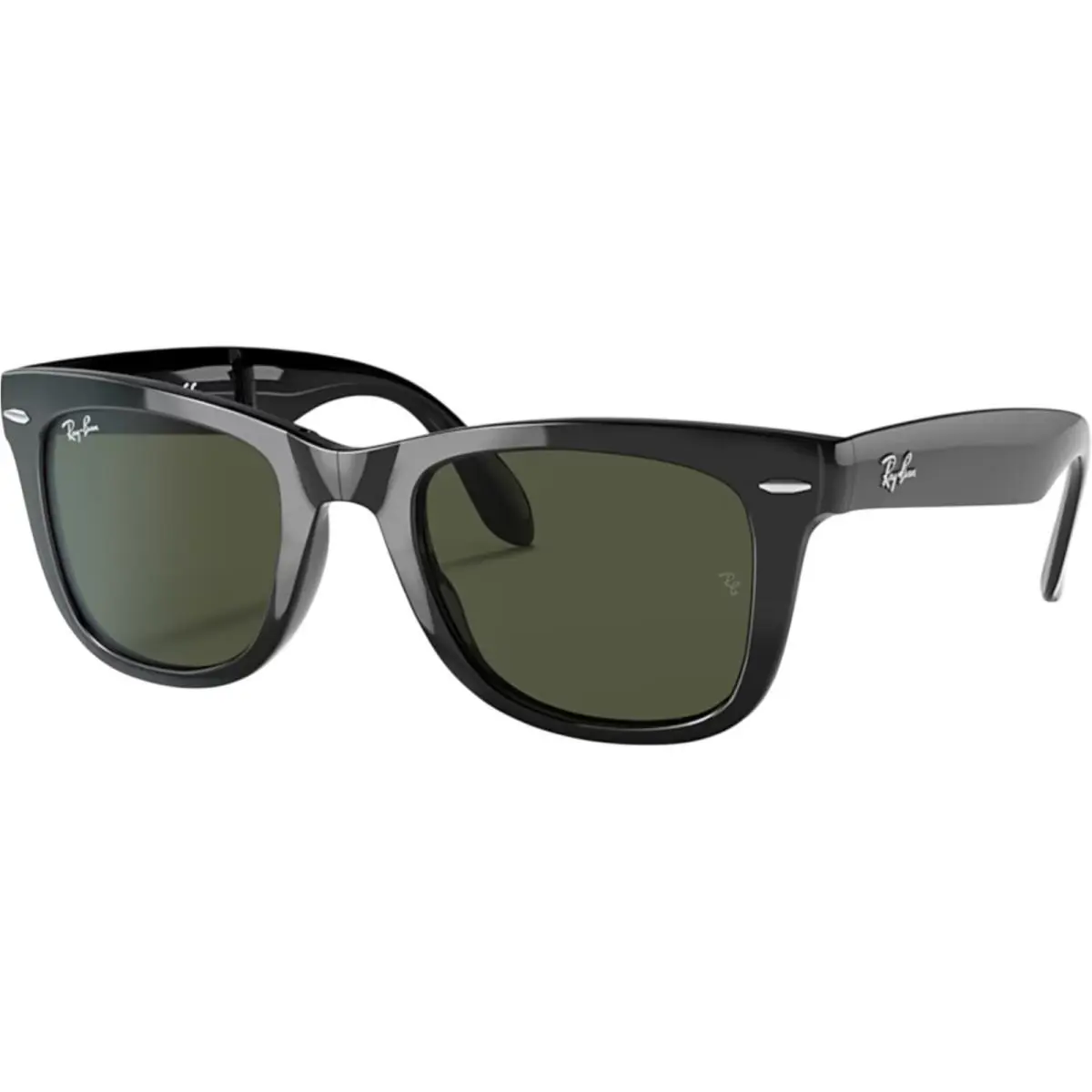 Ray-ban Adult Wayfarer Folding Classic Polished Black/G-15 Green 50mm Sunglasses - Frame: Black, Lens: Green