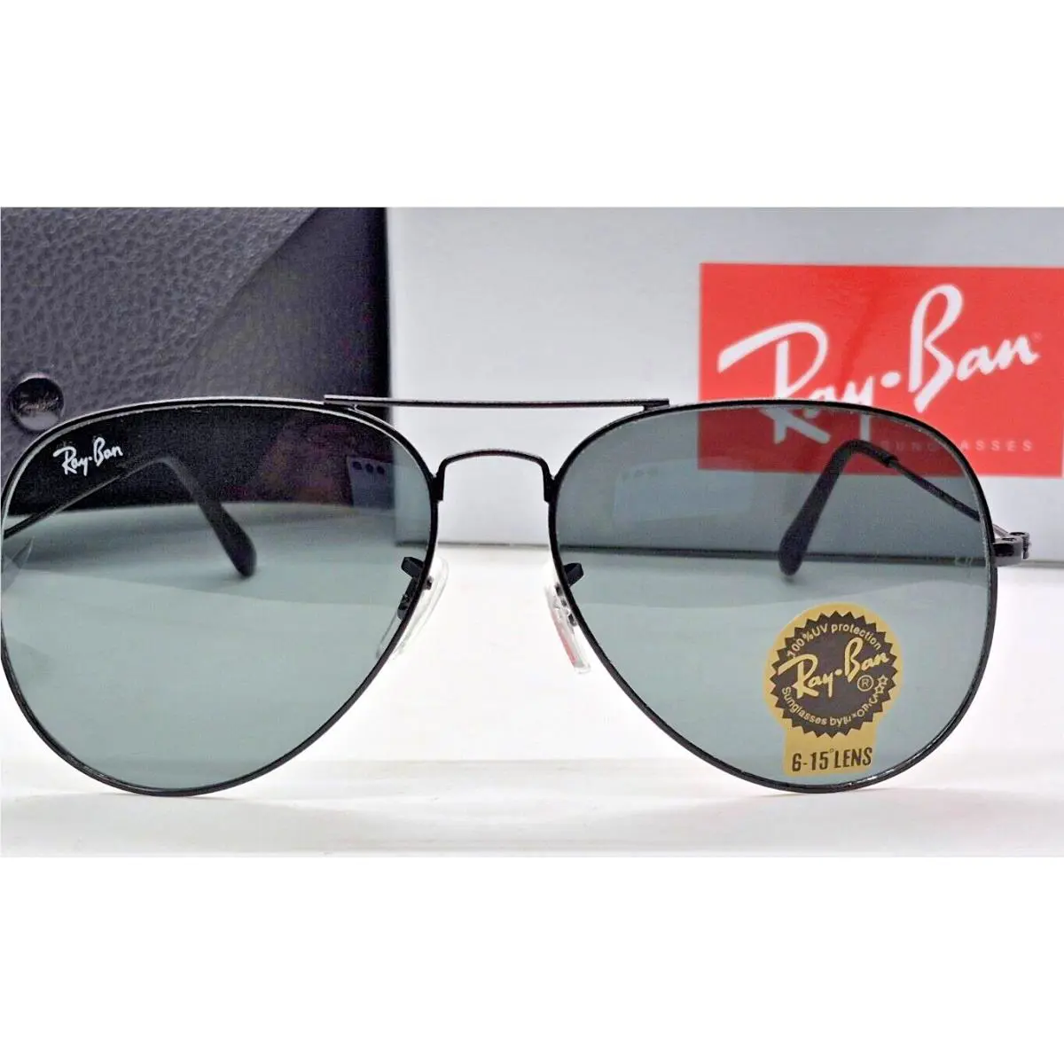 Ray Ban Aviator By Luxottica RB3026 Black Frame Gray G-15 Lens UV Protection