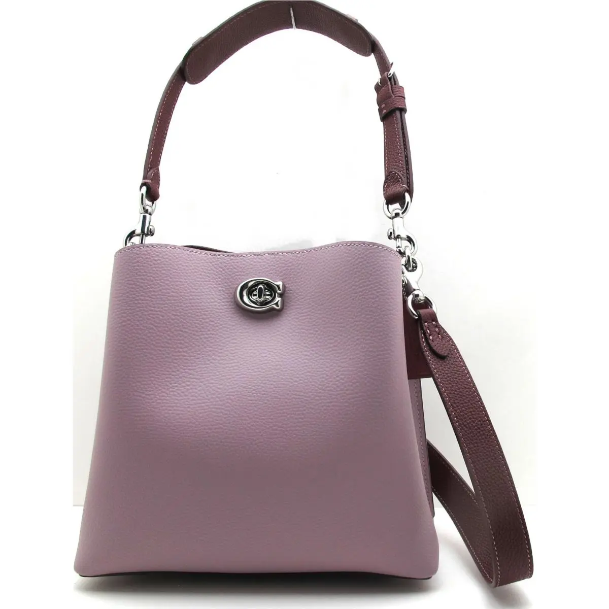 Coach Colorblock Willow Bucket Leather Faded Purple/burgundy C3766