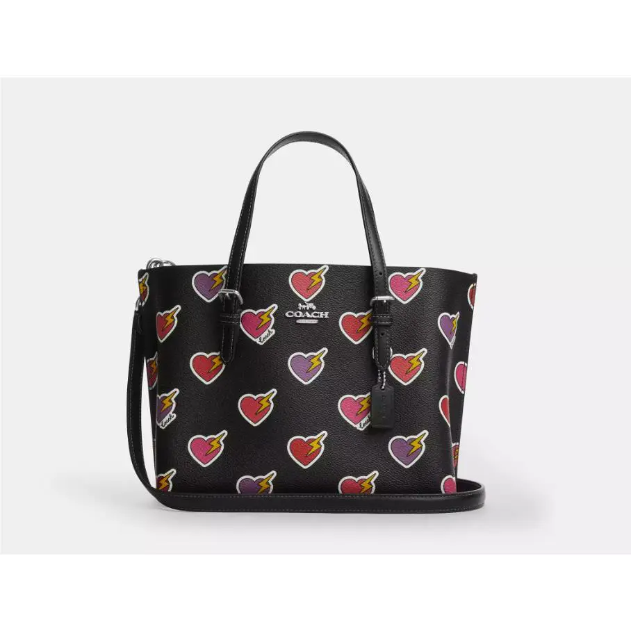 Coach Mollie Tote Bag 25 In Signature Canvas with Heart Bolt Print