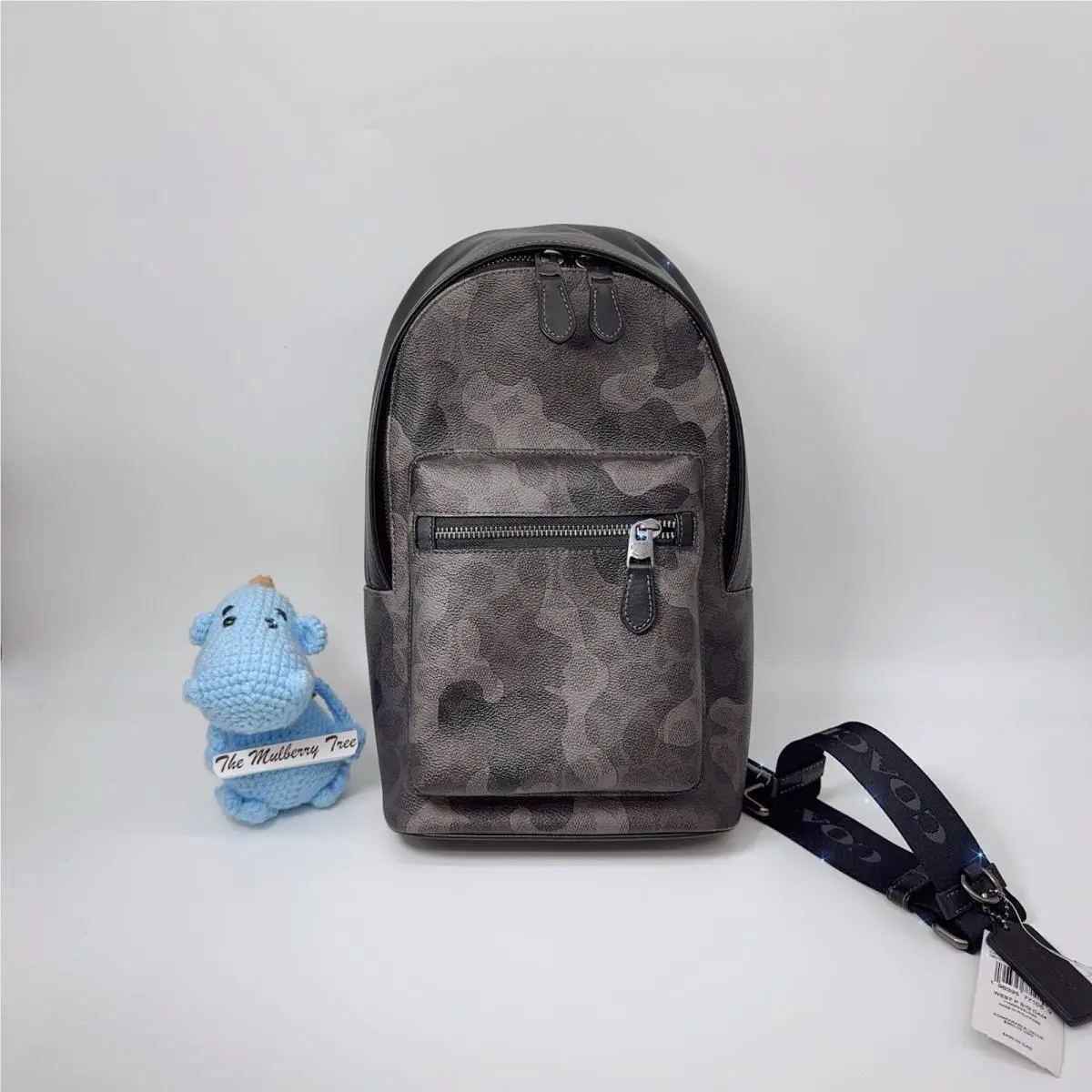 Coach CW312 West Pack in Signature Canvas Leather Camo Print Grey Sling Bag