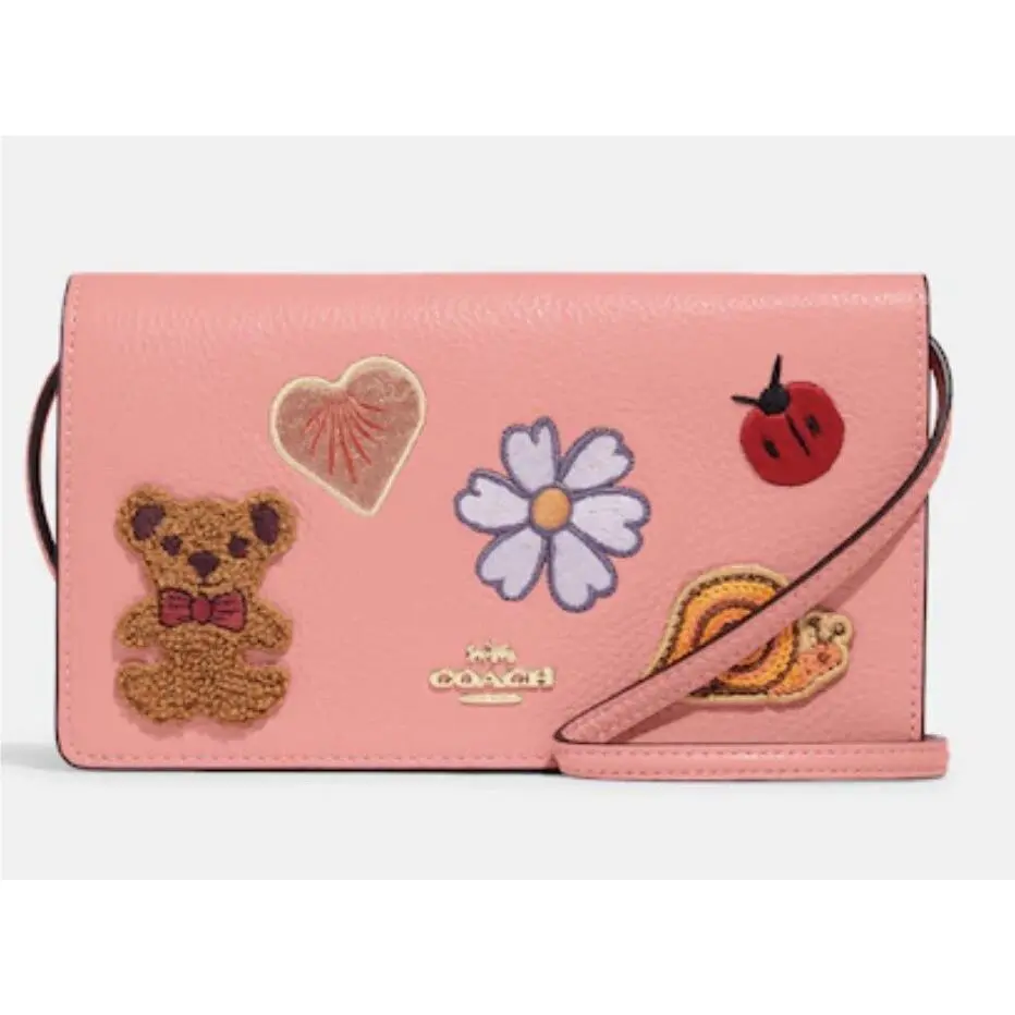 Coach Anna Foldover Clutch Crossbody with Creature Patches CC469