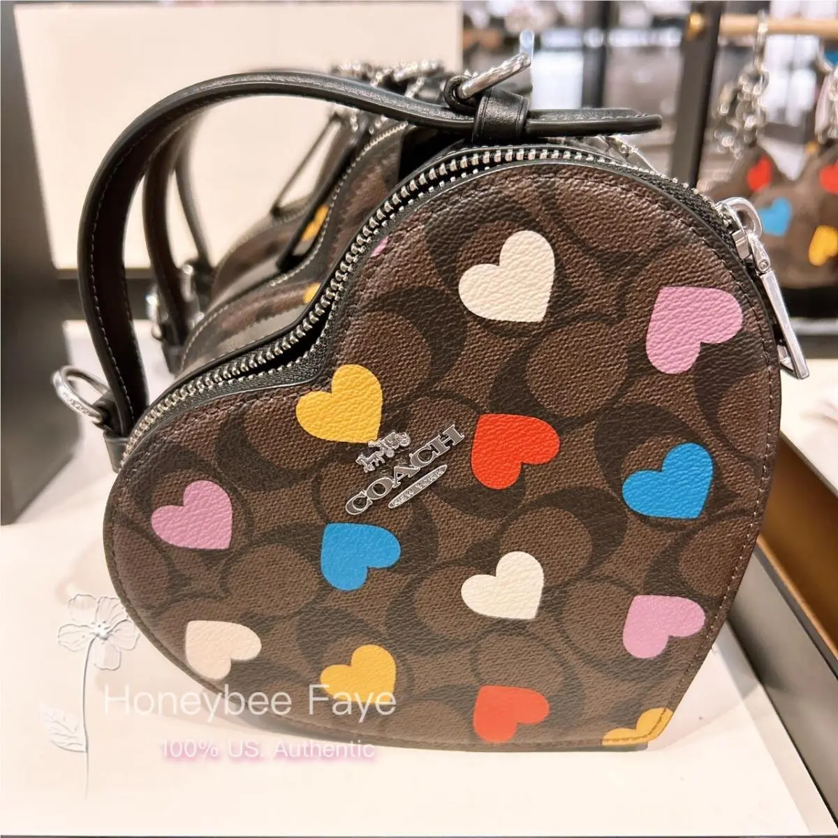 Coach Heart Crossbody In Signature Canvas with Heart Print CP022