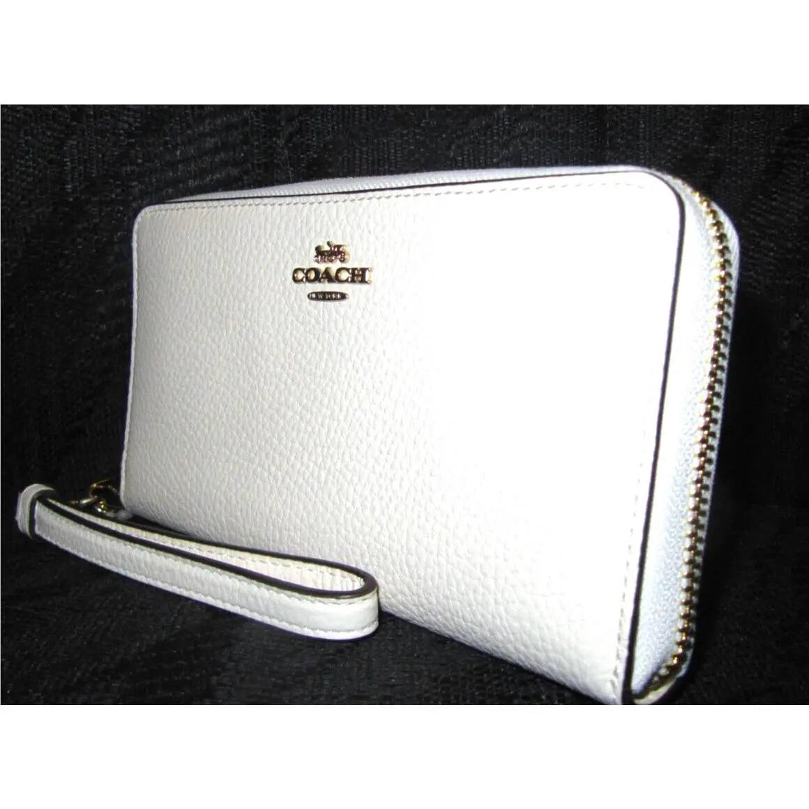 Coach C4451 Long Zip Around Wallet Wristlet Chalk Pebbled Leather