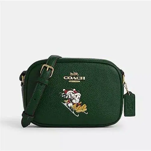 Coach CN024 Disney Mini Jamie Camera Bag Leather with Sled Motif Dark Pine