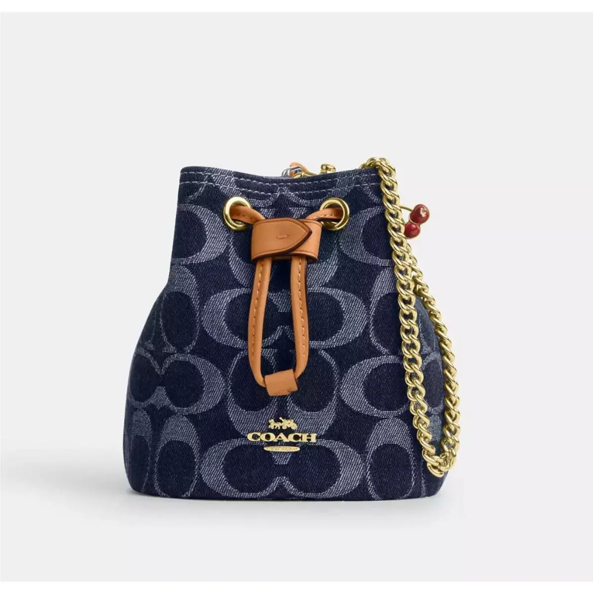 Coach Mini Drawstring Wristlet In Signature Denim CZ031
