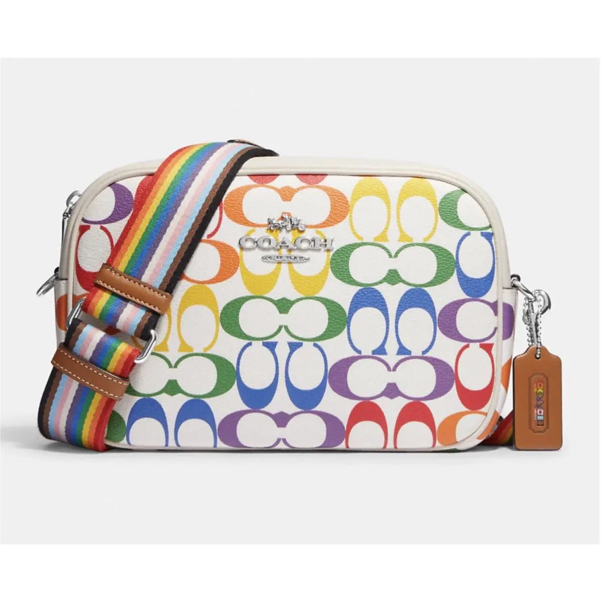 Jamie Camera Bag In Rainbow Signature Canvas Silver/chalk Multi by Coach