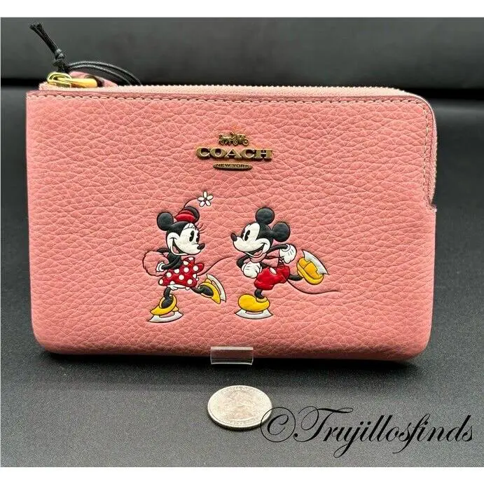 Coach x Disney Corner Zip Wristlet with Minnie Mickey Print CN026
