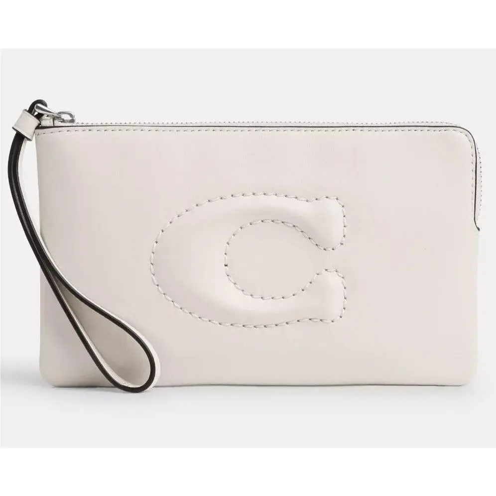 Coach Large Cornerzip Wristlet CR392 Chalk White Leather Ivory Wallet