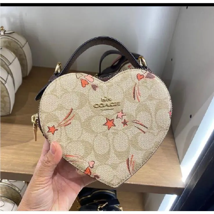 Coach CK523 Heart Crossbody In Signature Canvas with Heart and Star Print