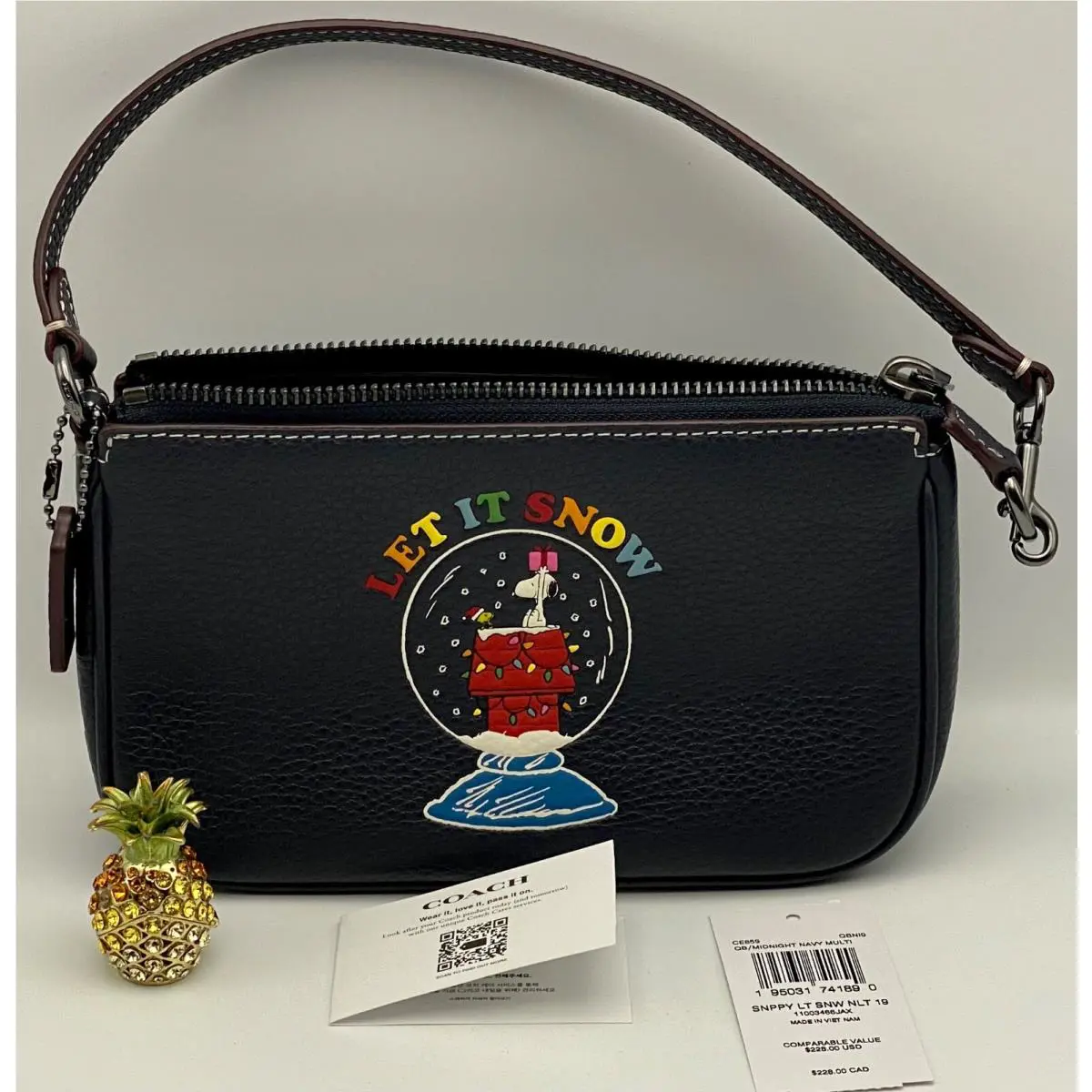 Coach X Peanuts Let IT Snow 19 In Canvas with Snoopy Woodstock Christmas