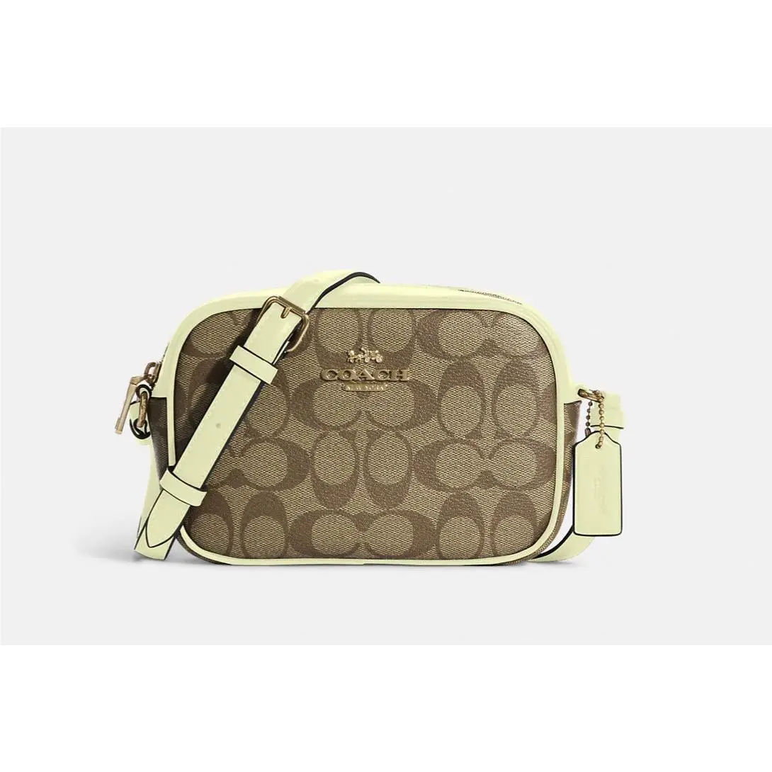 Coach Mini Jamie Camera Bag In Signature Canvas Sv/khaki/pale Lime