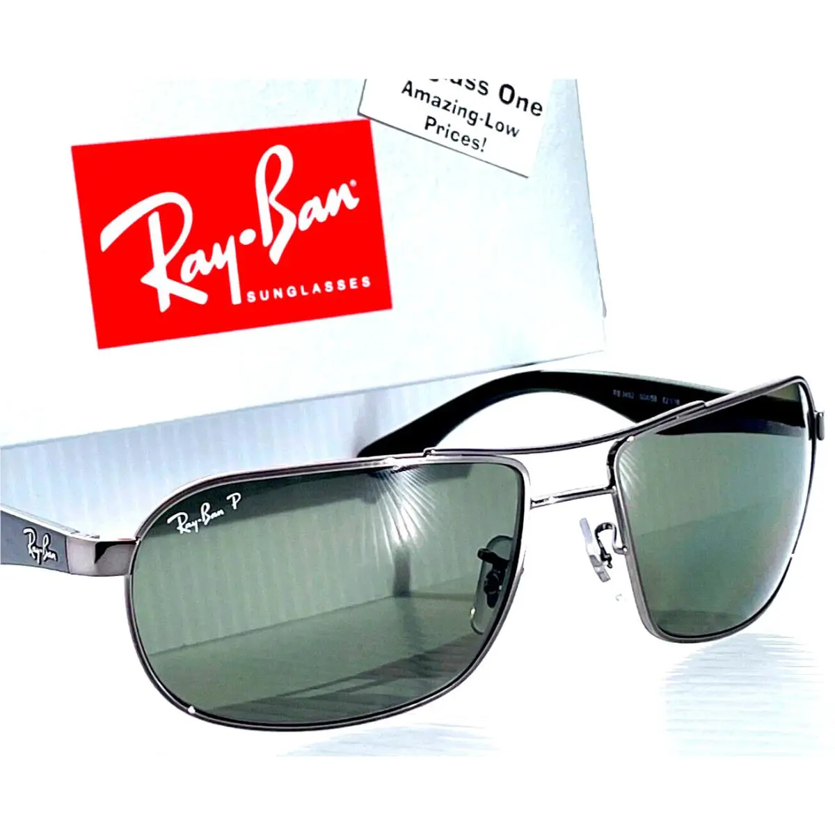Ray Ban Gunmetal Black Polarized Green Lens Sunglass RB3492 004/58
